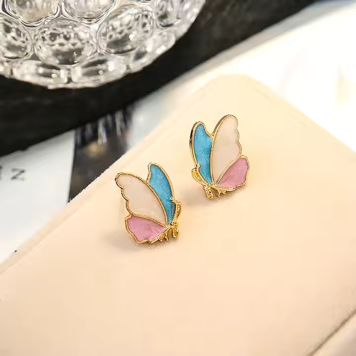 Trendy Colorful Cute Butterfly Stud Earrings