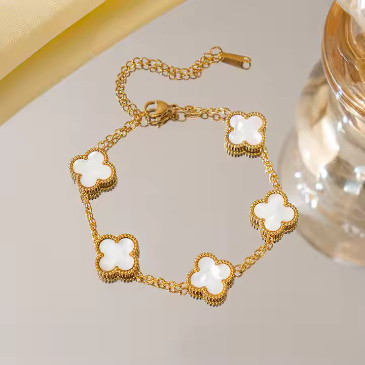 Ivory Clover Bracelet | Golden Finish