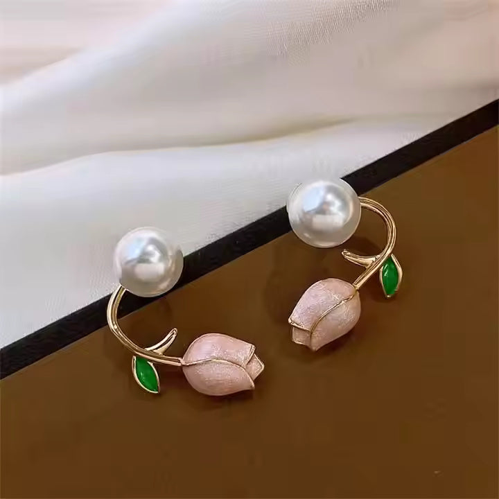 Heart of a flower Rose Gold Finish Earrings