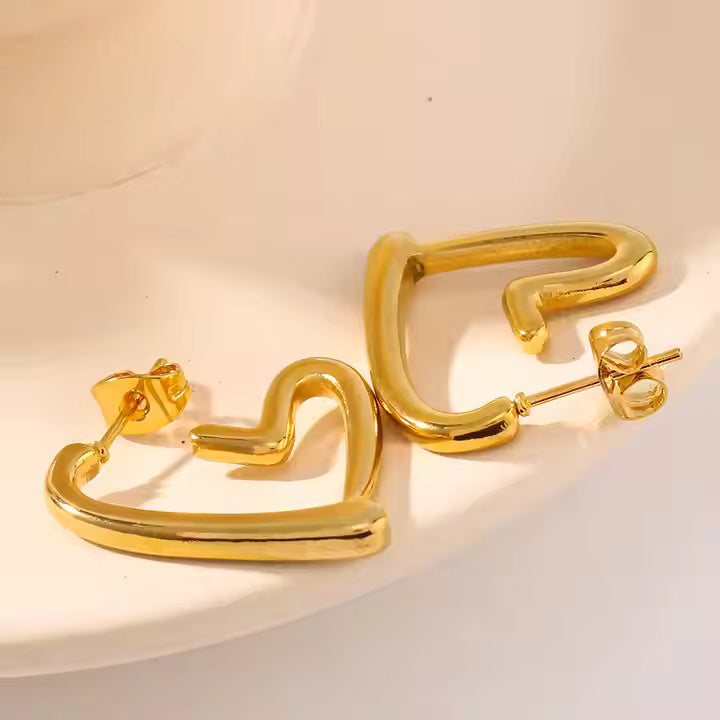 Sweetheart Clip-On Golden Finish Earrings