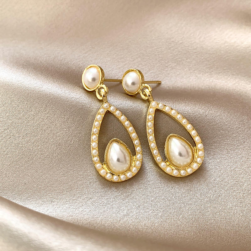 Amber Drop Gold Finish Earrings