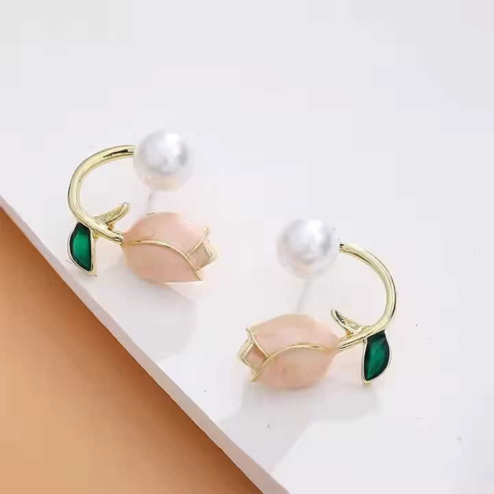 Heart of a flower Rose Gold Finish Earrings
