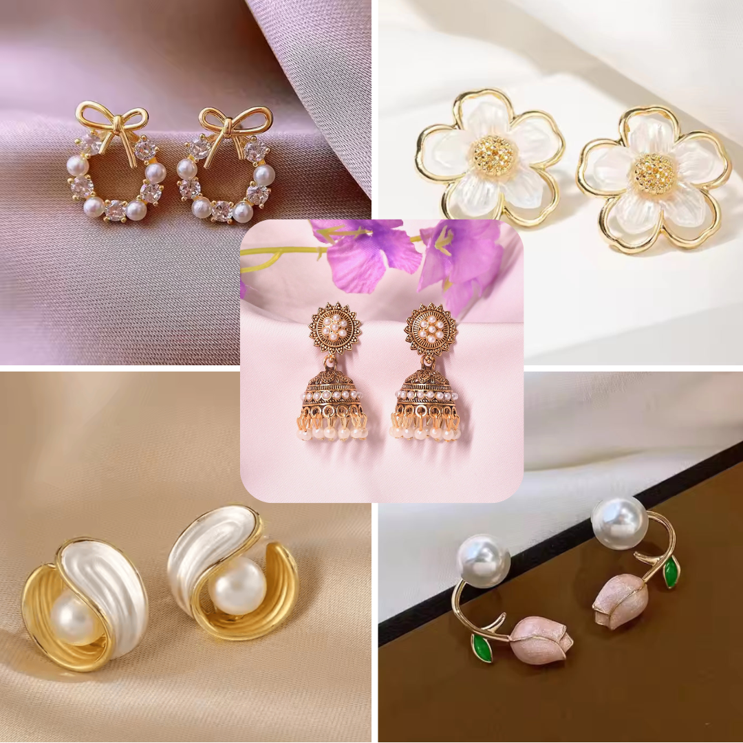Blissful combo of 5 daily wear Earrings.
