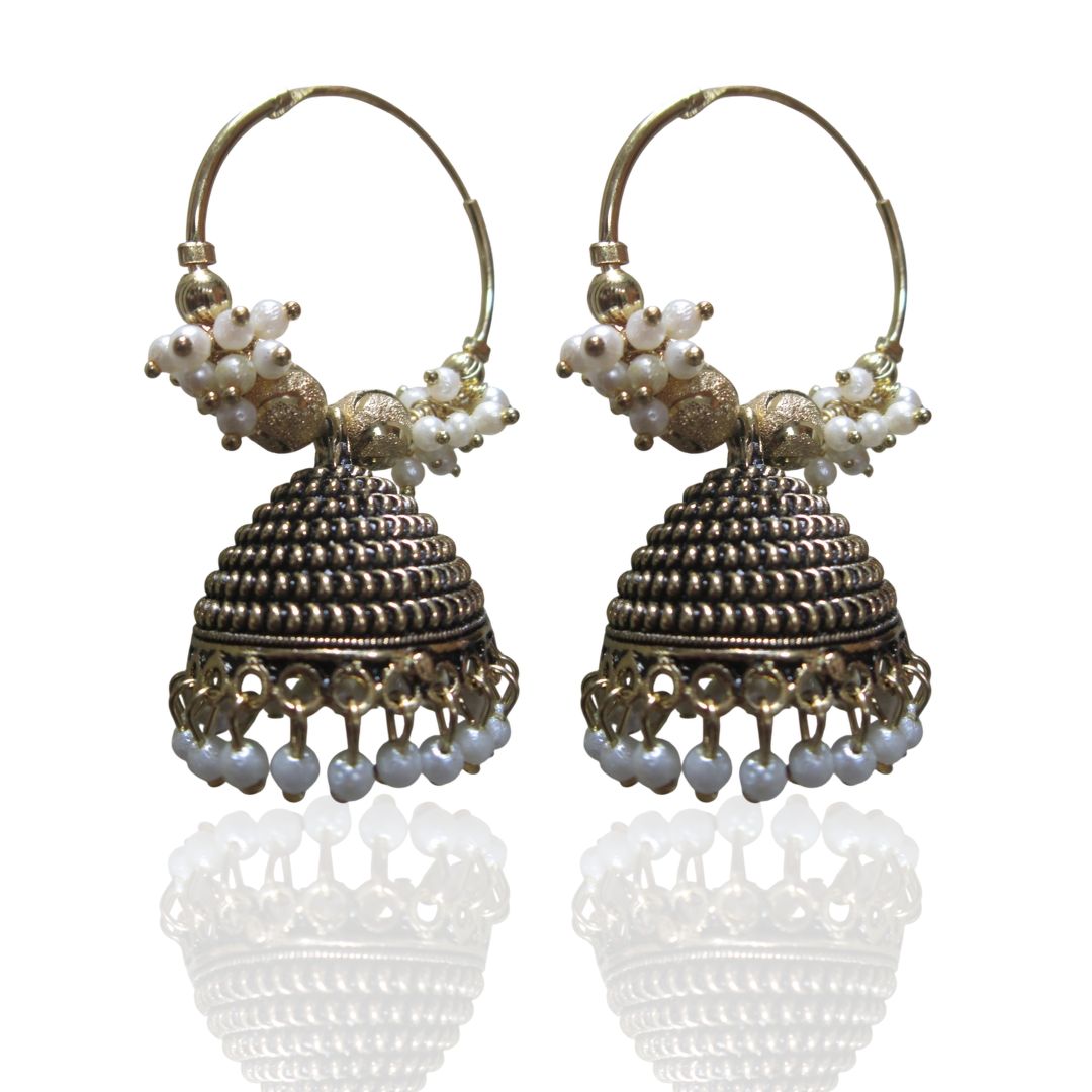 Gold Plated Premium Oxidized Jhumki