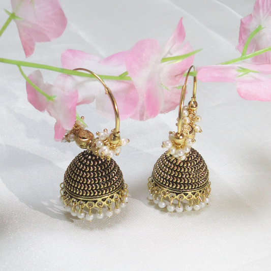 Gold Plated Premium Oxidized Jhumki