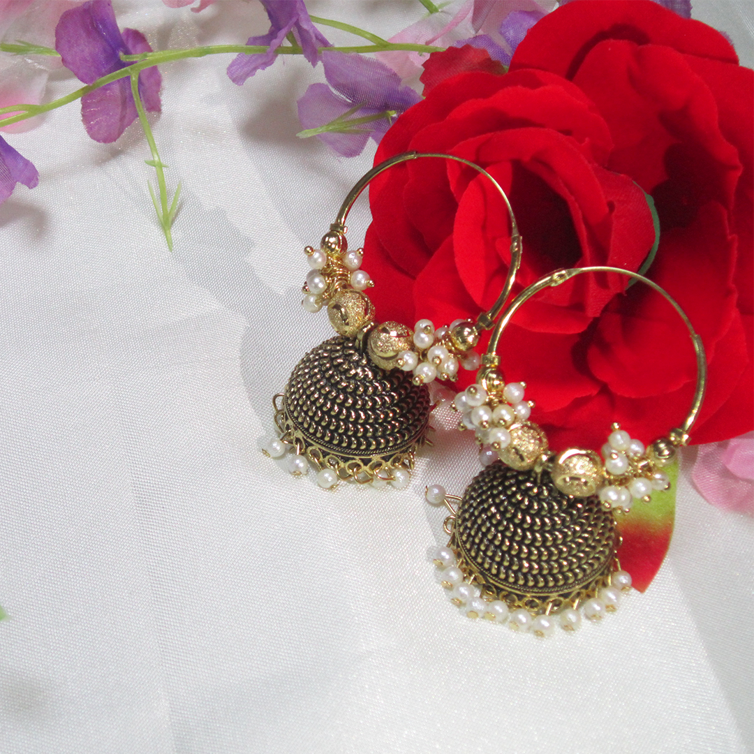 Gold Plated Premium Oxidized Jhumki