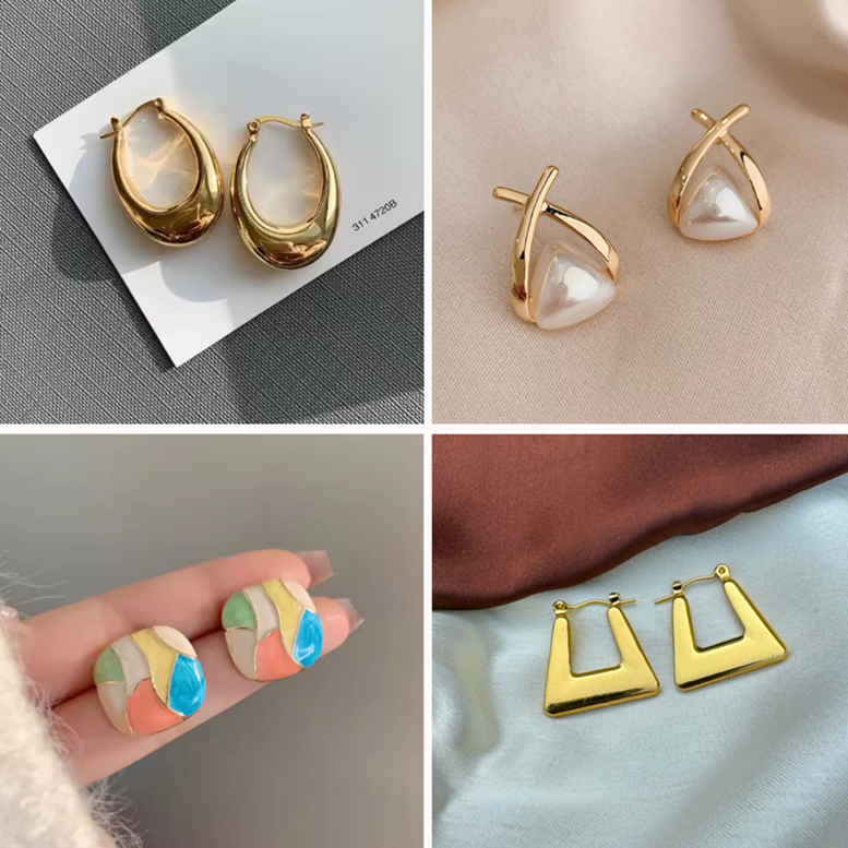 Cute Combo of 4 Gold Finish Earrings